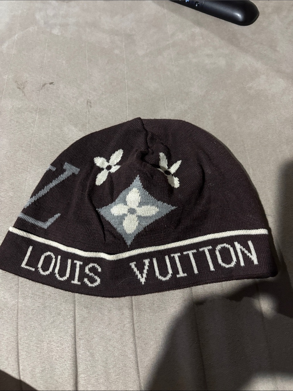 Louis Vuitton Brown Logo Beanie Hat